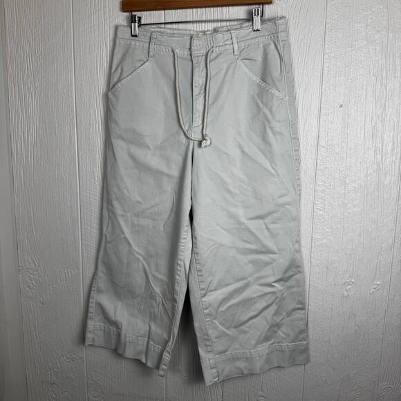 CHINO by Anthropologie Cropped Wide-leg Sky Blue Draw String Pants Size 30 Beach - Picture 9 of 9